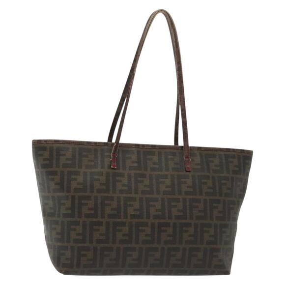 FENDI Zucca Canvas Tote Bag Black Brown - Picture 1 of 12